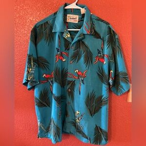 Reservoir Hawaiian Style Tropical Bird Button Up Shirt Size Large